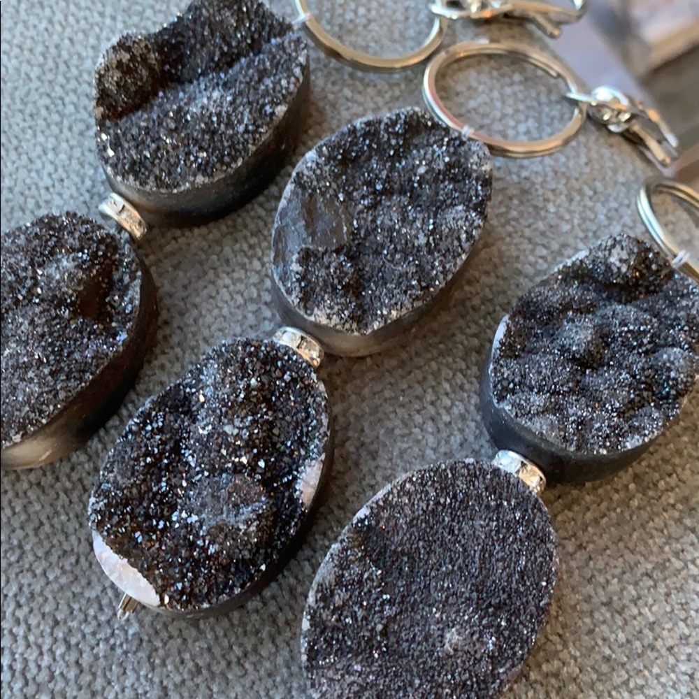 Black druzy keychain - Picture 5 of 6